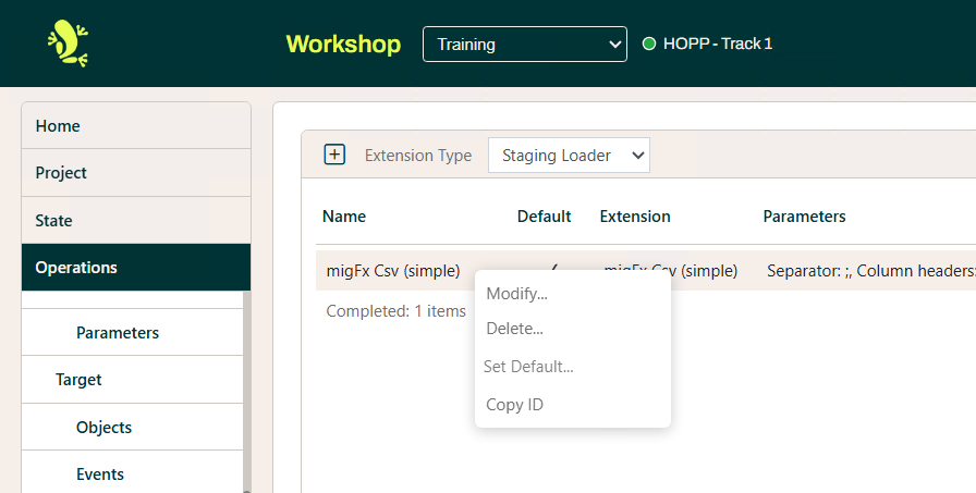Extension Context menu