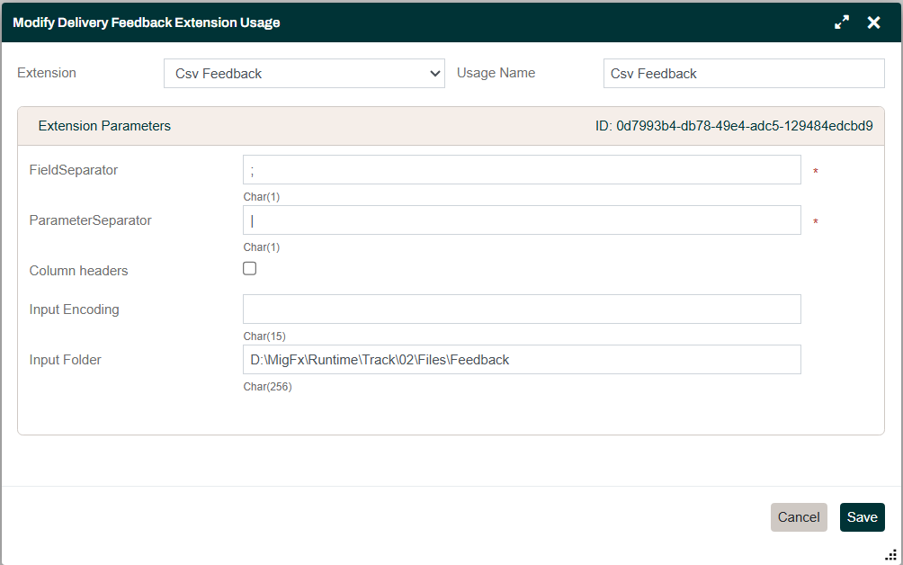 Extension Usage Dialog