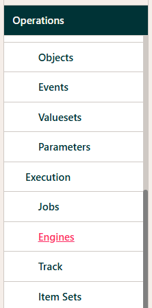 Operations Engines Menu