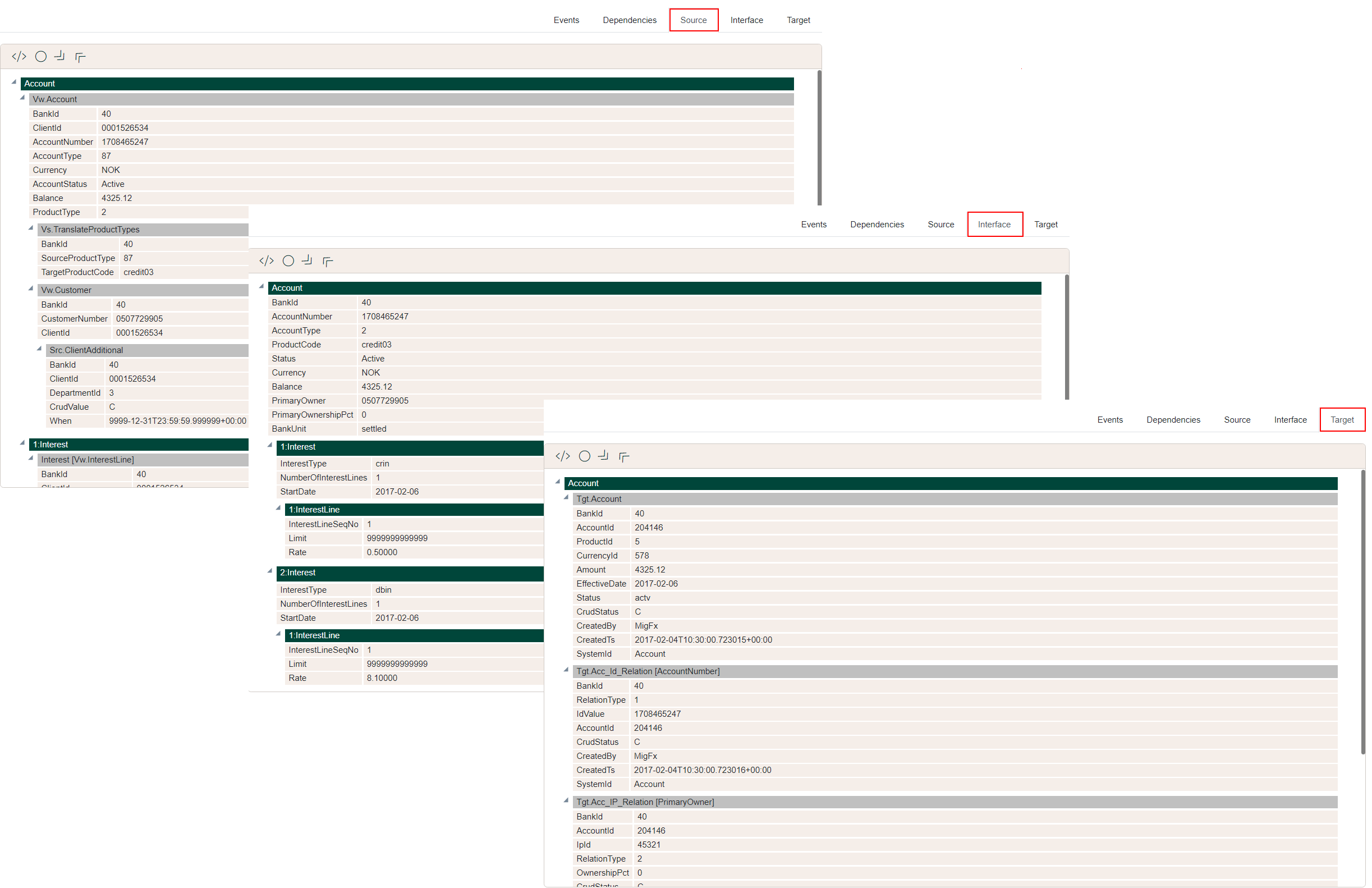 Business Object Item tabs
