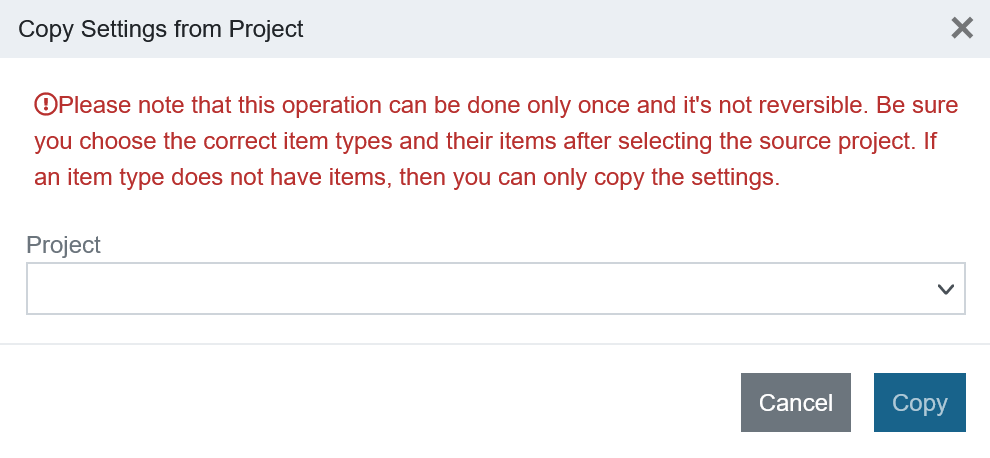 Copy Settings from Project part 1/2