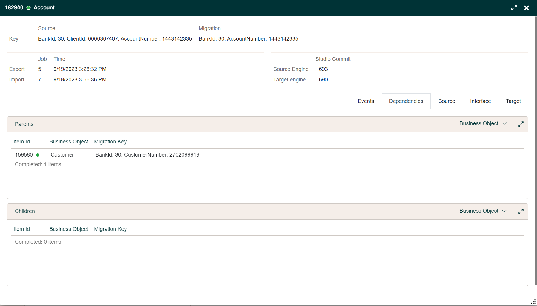 Business Object Dependencies tab