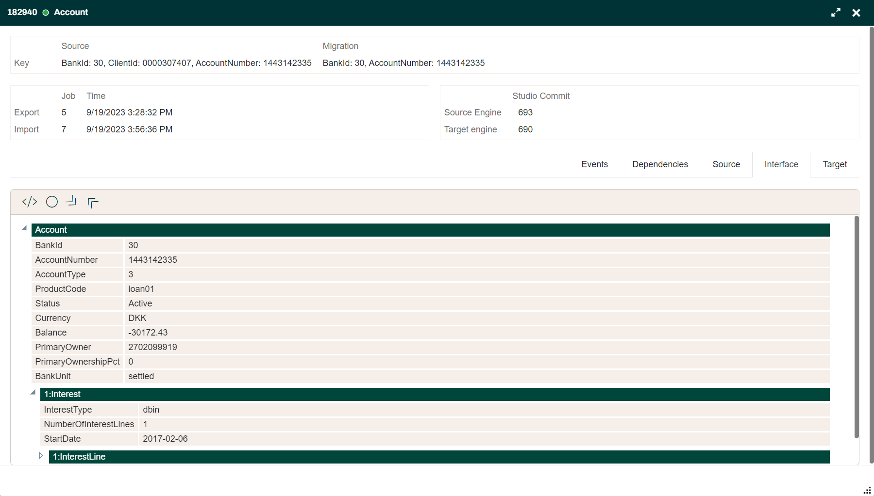Business Object Interface tab