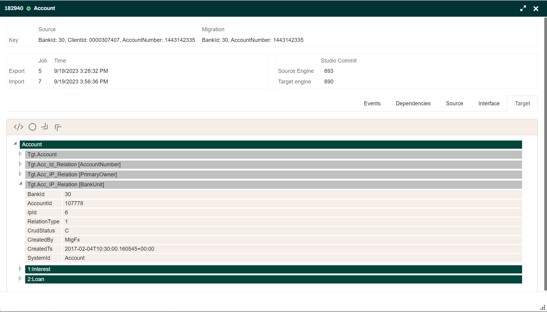 Business Object Target tab