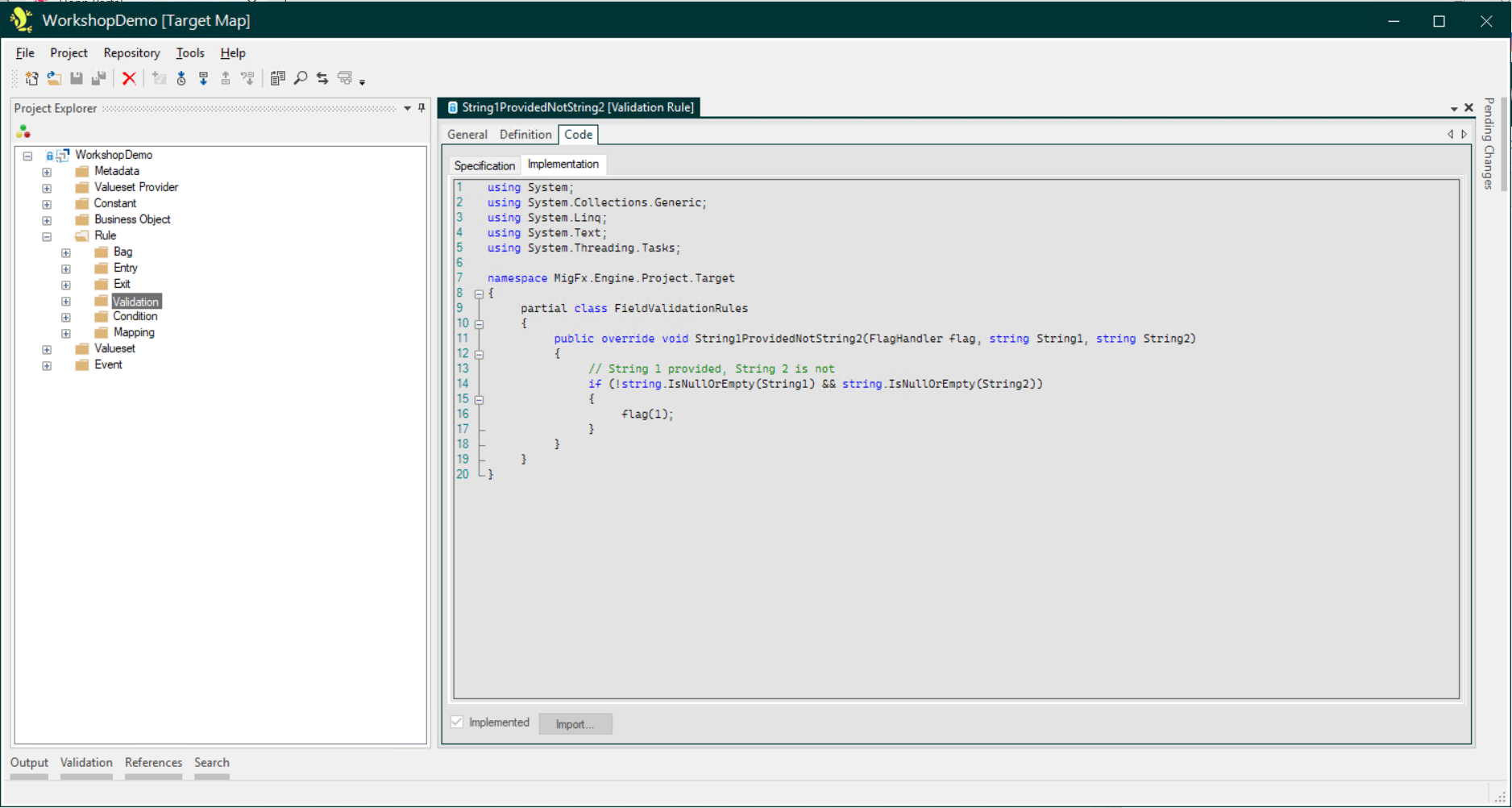 Rule Code Implementation