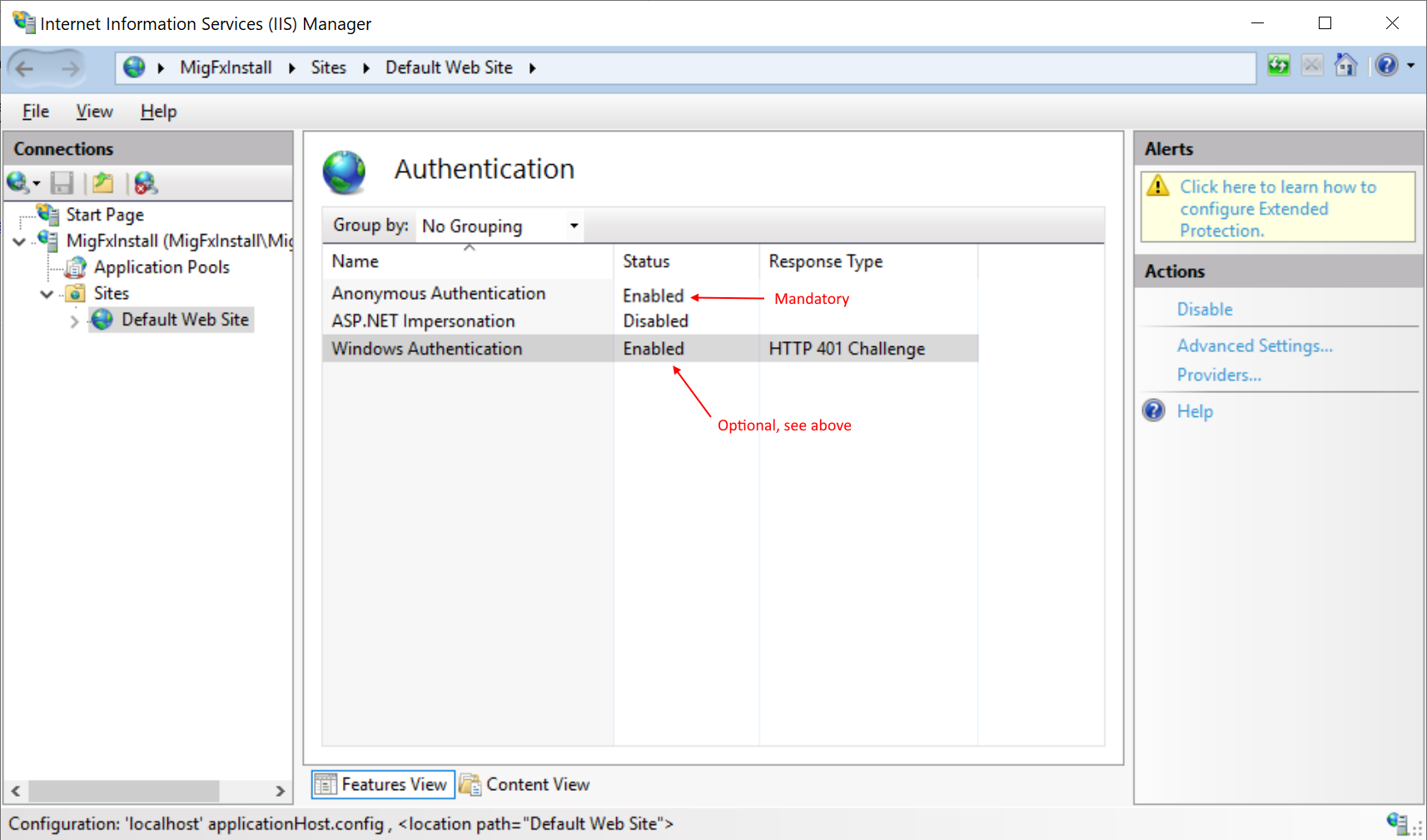 Master server IIS authentication
