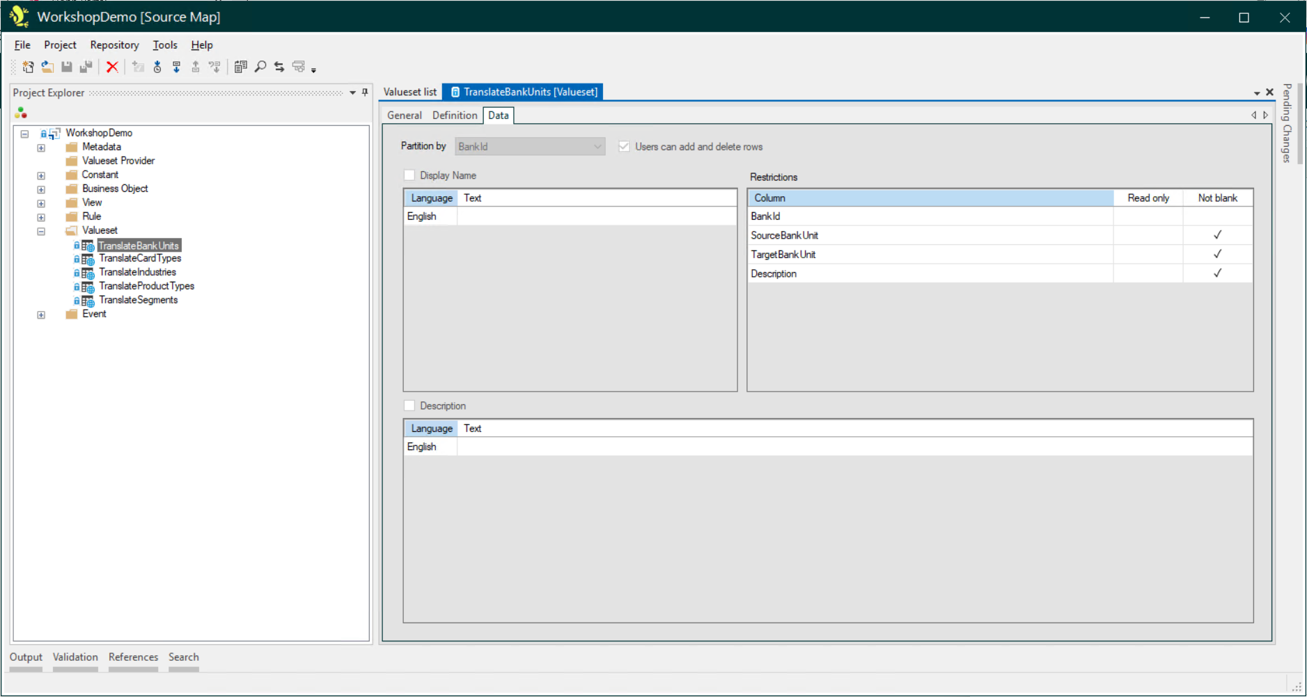 Data tab Translation